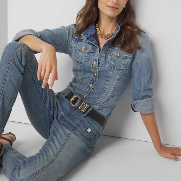 White House Black Market Jackets & Blazers - nwt WHITE HOUSE BLACK MARKET snap front button denim jacket shacket